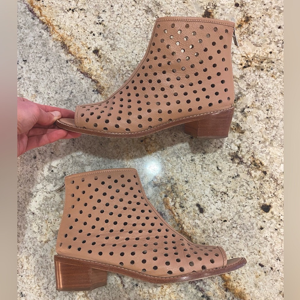Loeffler Randall zip peep toe bootie sandals